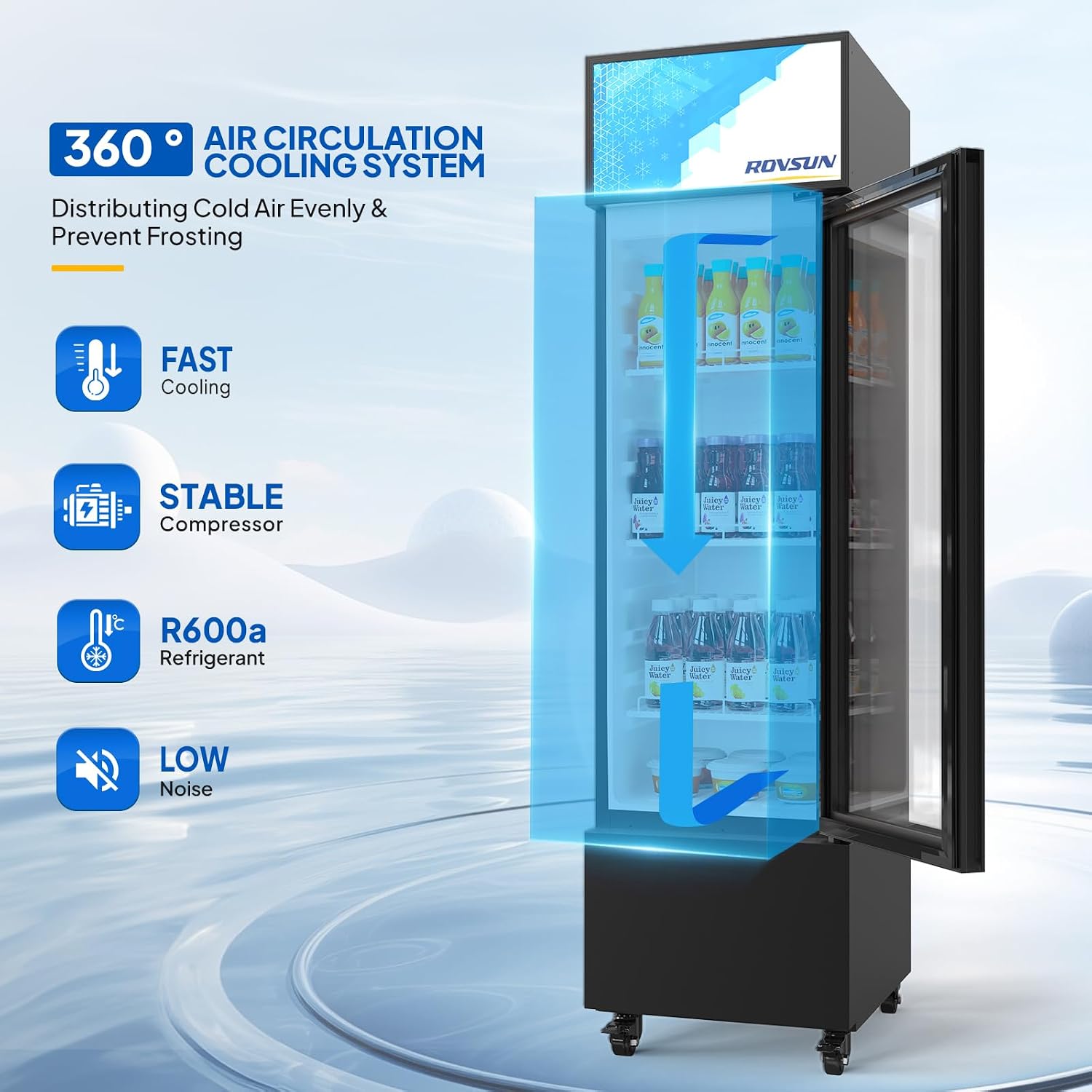 ROVSUN 6 Cu.Ft Commercial Refrigerator Display Refrigerator ETL NSF Certified, Slim Commercial Beverage Cooler Glass Door Merchandiser Drink Fridge w/Adjustable Shelves LED Light for Bar Restaurant