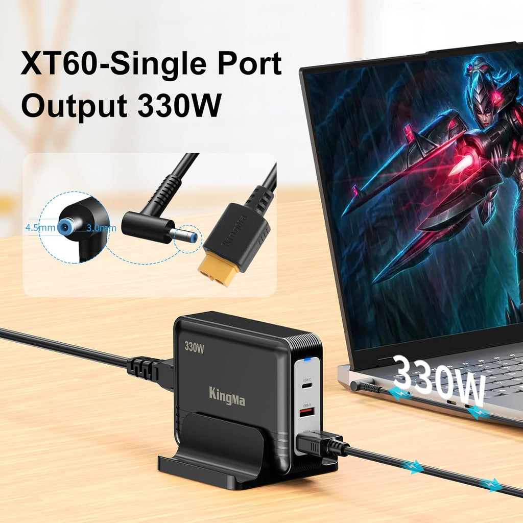 330W Universal Gaming Laptop Charger for HP (20V/16.5A), XT60 Port with 45-30mm Cable,3-Port Portable Travel Adapter, PD3.0 Fast Charging,Compatible with HP OMEN15/16/17/Pavilion16/15