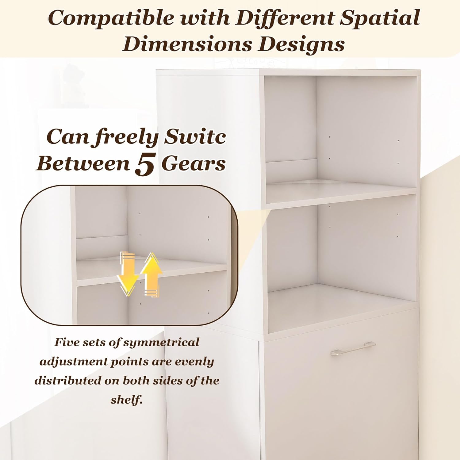 KEIKI Home Office Stretchable Desks with Storage Shelves and Mobile Wheels, Modern Wood Foldable Desk Gaming Computer Corner Table for Apartments Work, Study, Writing, White