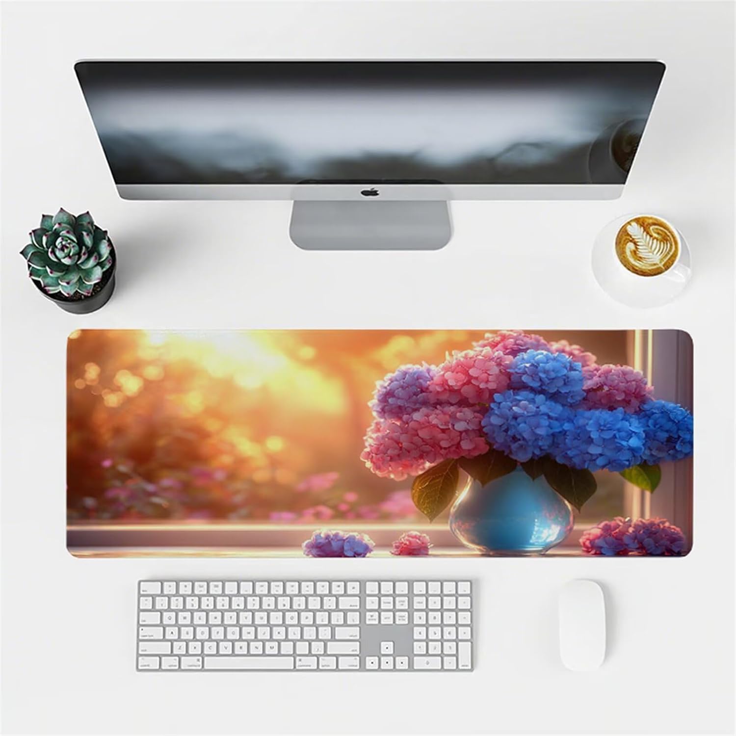 Mouse Pad Orange Color Desk Mat Large 63x31.5in XXL Waterproof Mousepad with Stitched Edges and Non-Slip Rubber Base, Extended Gaming Mouse Pad Sunlight Keyboard Pad for Home Office Decor Gifts F1-49