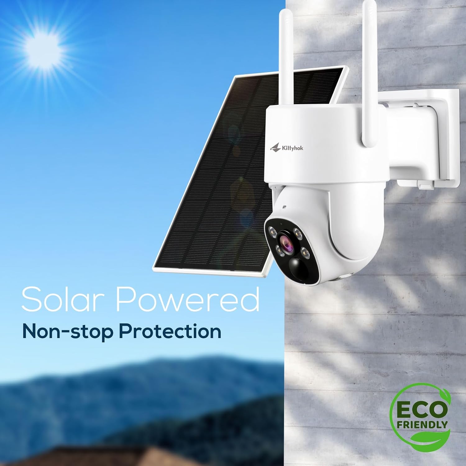 Kittyhok 2K Solar Security Camera System Wireless Outdoor, 4pcs ColorPura 360° PT Camera for Home Surveillance, Pro Color Night Vision, AI Detection, 10CH NVR, 60-Day Local Storage, No Subscription