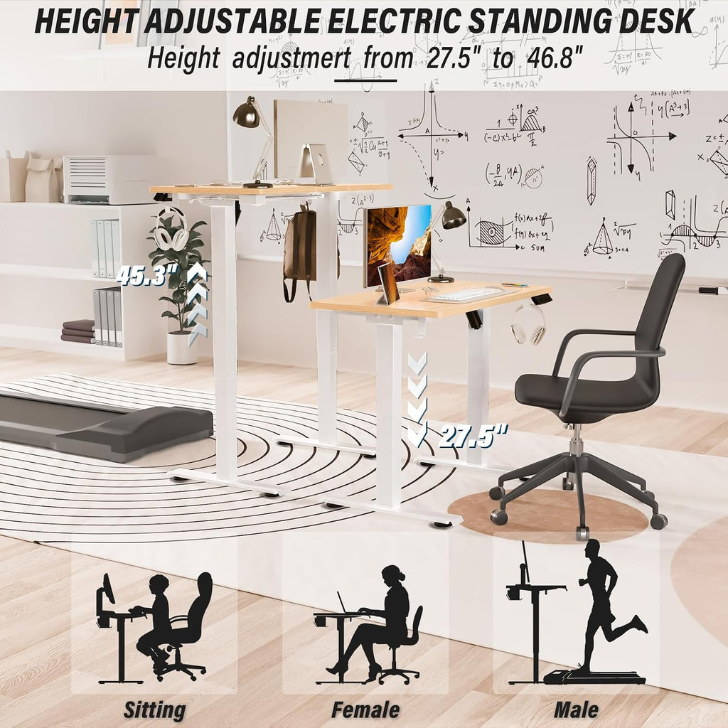 Kingant Standing Desk Height Adjustable Small Electric Stand Up Desks [35 x 20 Inch] - Ergonomic Sit Stand Desk Rising Desks for Home Office Computer Desk Workstation with Cable Management