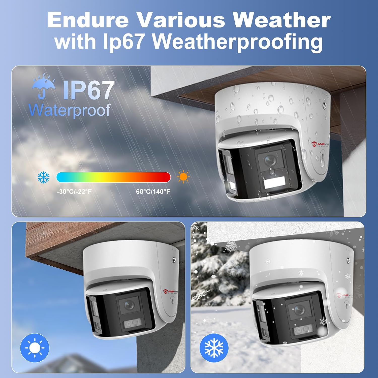 Anpviz 4K/8MP PoE Dual Lens Security Camera Outdoor 180 Degree Wide Angle,180° Panoramic IP Wired Camera with Human/Vehicle Detection, Two-Way Talk, Built-in Micro SD Card Slot, IP67Metal（H Series）