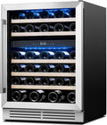 Yeego Wine Fridge Cooler - 24 Inch Dual Zone Wine Fridge Hold 52 Bottles, 40-65°F Wine Refrigerator Glass Door, Built in, Freestanding Under Counter Fridge for Beer Soda Drink Home Bar Office