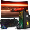 HP Desktop Computer PC – Intel Core i5, 16GB ARGB RAM, 1TB SSD, 27 Inch Curved Monitor, GT 1030 Graphics, RGB Keyboard with AI Copilot Key, Mouse & RGB Headphones, Windows 11 (Renewed)