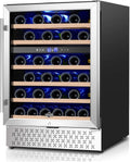 Tylza 24'' Wine Fridge, Dual Zone Wine Refrigerator, 54 Bottles, Lock, Glass Door, Built-in Compressor, 6 Adjustable Shelves, Undercounter or Freestanding, Wine Cooler Refrigerator for Home Bar Office
