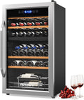 Bonnlo 33 Bottle Dual Zone Wine Cooler Refrigerator, 41°F-64°F Freestanding Compressor Wine Chiller, Beverage Wine Fridge with Digital Temp Control & Glass Door for Red White Wine, Champagne, Beer