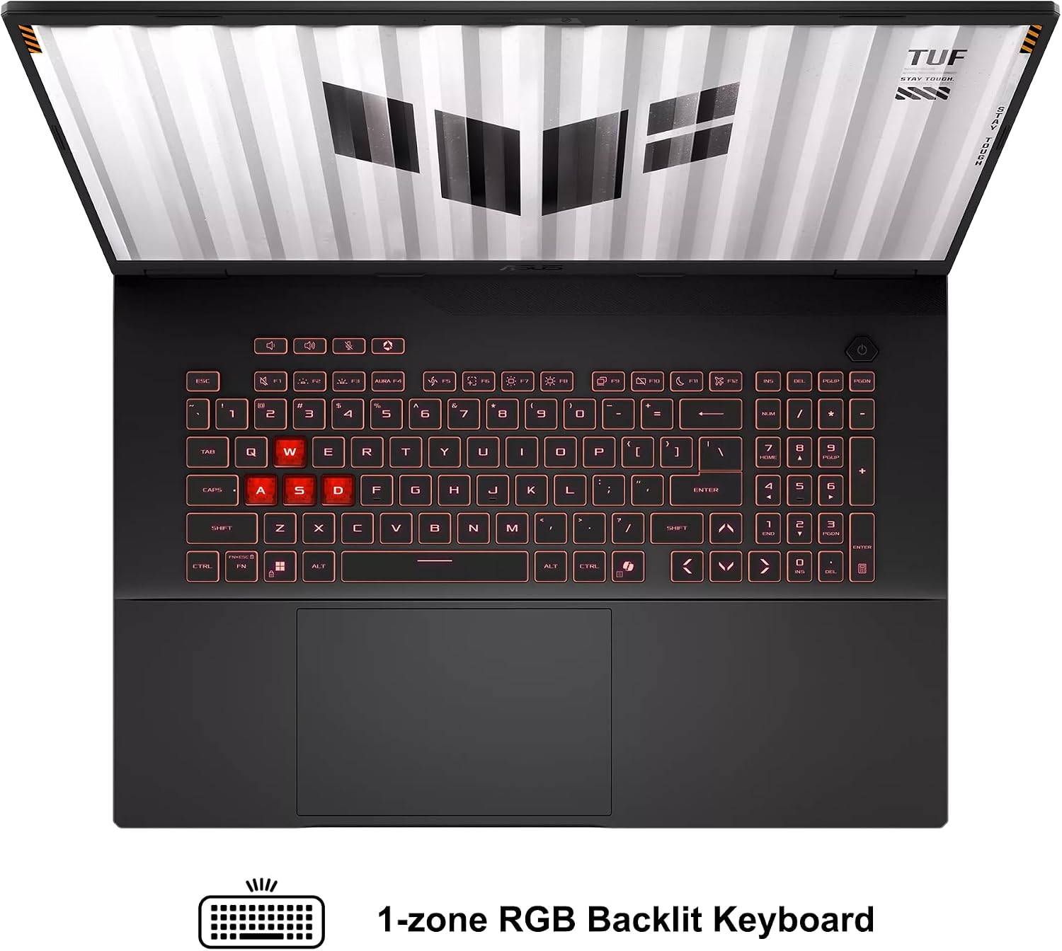 ASUS TUF Gaming A18 AI Laptop 18' WUXGA IPS 144Hz (100% sRGB, GSYNC) AMD 8-core Ryzen 7 260 32GB RAM 1TB SSD GeForce RTX 5060 GDDR7 DLSS4 (Up to 572 AI Tops) RGB Backlit USB4 Win11Pro ICP Hub