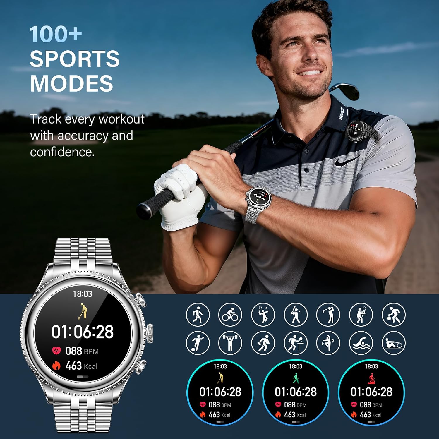 SOUYIE 2026 Smart Watch for Men Answer/Make Call for Android iPhone, 1.32' AMOLED HD Screen Mens Luxury Watch, 1st Heavy Duty Smartwatch Heart Rate Blood Oxygen Blood Pressure Sleep Monitor Pedometer