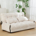 MAXYOYO Adjustable Floor Sofa Couch with 2 Pillows, Multi-Functional Bean Bag Bed, 5-Position Foldable Lazy Sofa Sleeper Bed with Armrest Versatile Floor Seating for Reading Gaming, Beige, Double
