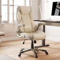 EUREKA ERGONOMIC Galene Executive Office Chair Flip Up Arm Rest, Ergonomic Desk Chair Faux Leather Computer Chair, High Back Office Chair with Headrest, Home Office Desk Chairs with Wheels, Beige