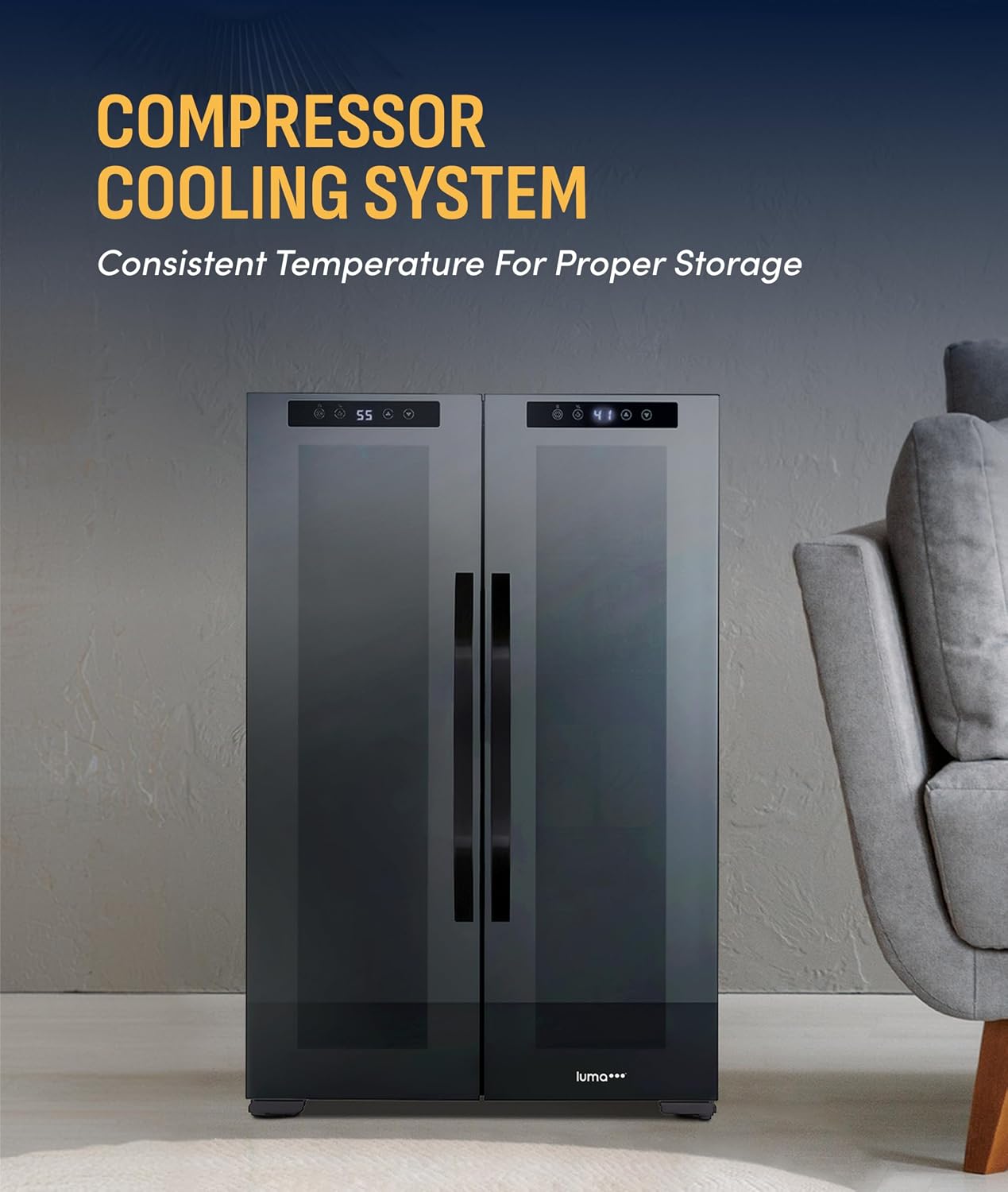 NewAir 20' Dual Zone Beverage Refrigerator & Wine Cooler for 12 Bottles & 39 Cans | Freestanding or Built-In Under Counter Mini Fridge for Beer, Wine and Soda | Black