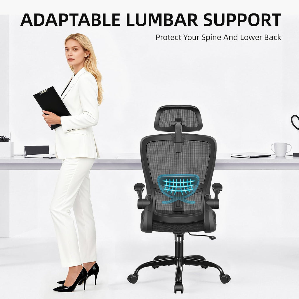 FelixKing Office Chair, Desk Chair with Adjustable Lumbar Support, Ergonomic Computer Chair with High Back and Armrest, Adjustable Height Gaming Chair Home Office Swivel Chair(Black)