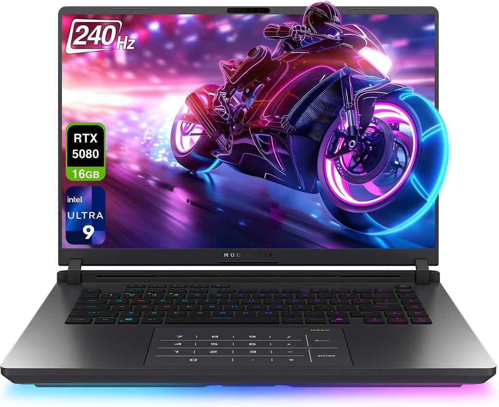 ASUS ROG Strix G16 Gaming Laptop, Intel Ultra 9-275HX, 32 GB DDR5 RAM, 2 TB PCIe SSD, 16' 2.5K (2560x1600) Display, Nvidia G-Force RTX 5080, RGB Backlit Chiclet Keyboard, W11 Home, Eclipse Gray