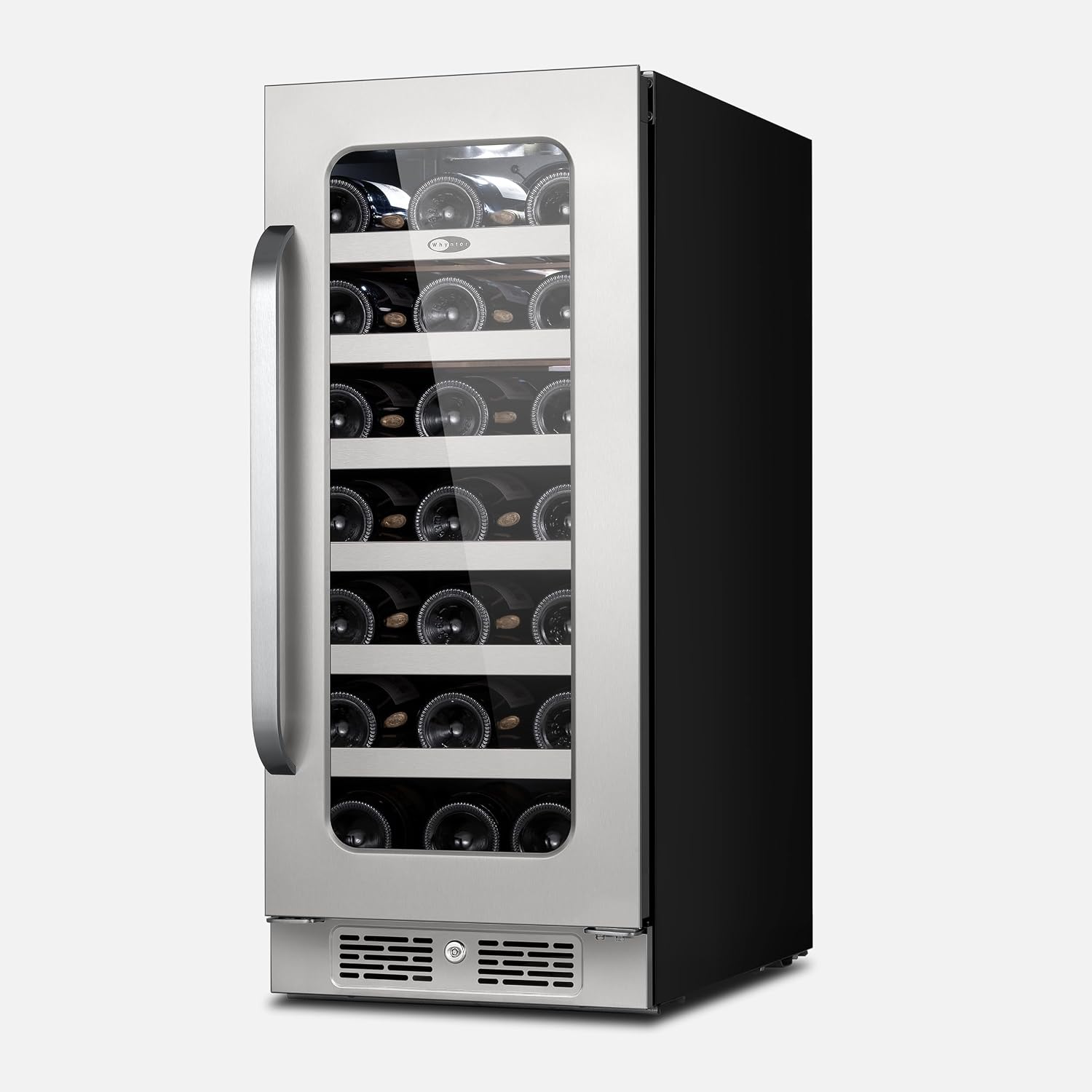 Whynter BSR-033SW 15 inch Built-ln 33 Bottle Undercounter Stainless Steel Wine Fridge with Reversible Door, Digital Control, Lock, and Carbon Filter