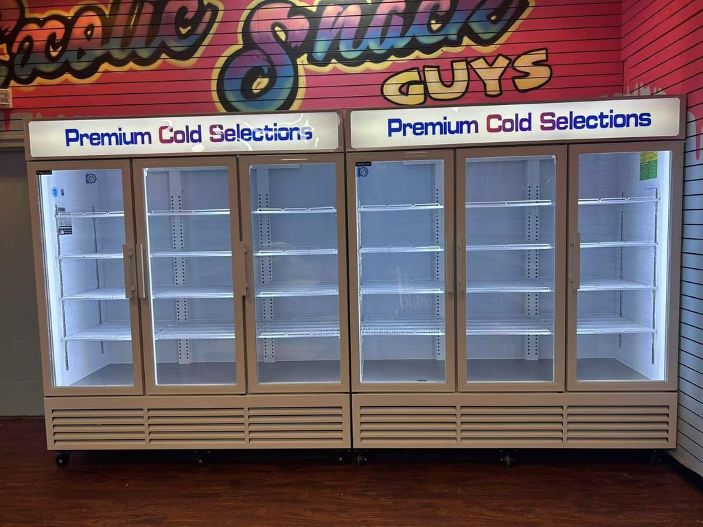 Commercial Refrigerator Floral Beverage Display Cooler,3 Glass Doors Commercial Flowers Fridge With LED Light 9 Adjustable Shelves,ETL Approval,71' Wide,63.5 Cuft,White,(Wheel Included)