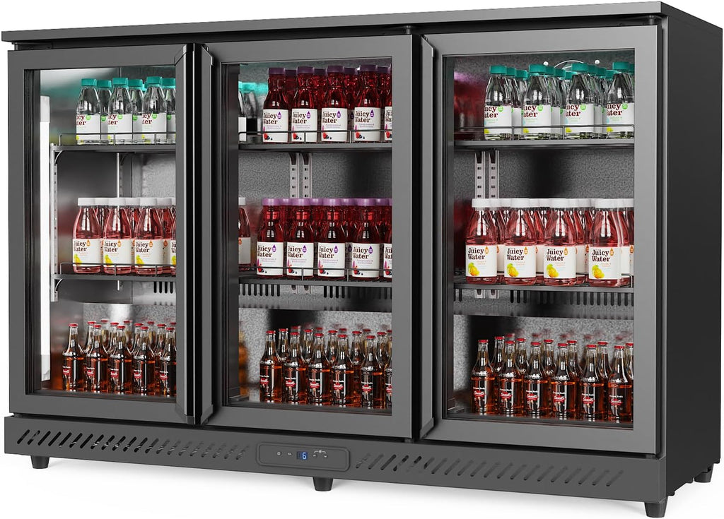 ROVSUN 11.4 Cu.Ft Commercial Back Bar Cooler ETL Certified, Bar Fridge Commercial Beverage Refrigerator w/ 3 Doors LED Digital Temperature Control, Drink Cooler for Restaurant Beer Wine Soda