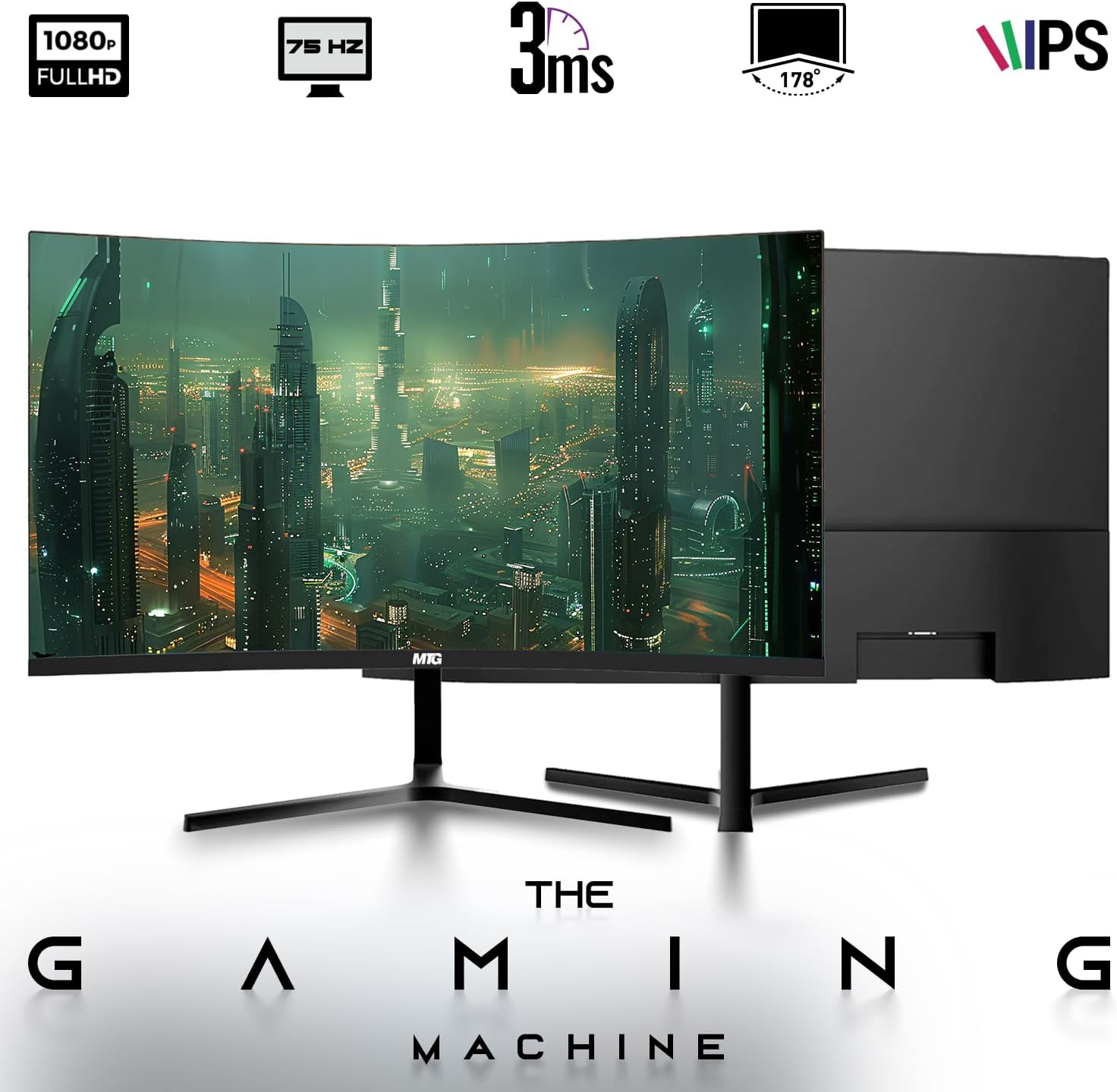 HP Half Dark Gaming PC Desktop Computer – AMD Pro A10-9700,GT 1030 Graphics,8GB RAM,1TB SSD,Dual 24 Inch Curved Monitor,RGB Keyboard with AI Copilot,Mouse,WiFi,RGB Headphone,Windows 11(Renewed)