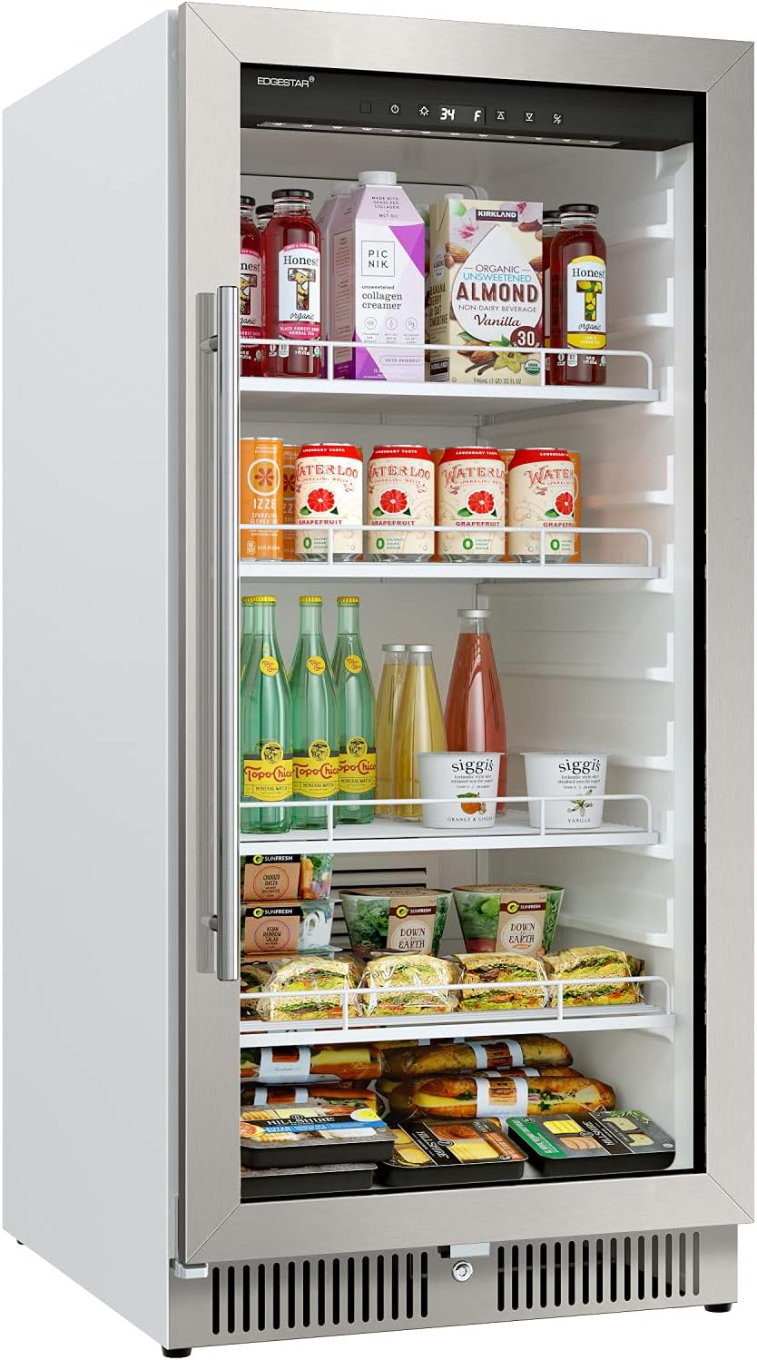 EdgeStar VBM91SS 24 Inch Wide 9.53 Cu. Ft. Commercial Beverage Merchandiser With Temperature Alarm and Reversible Door