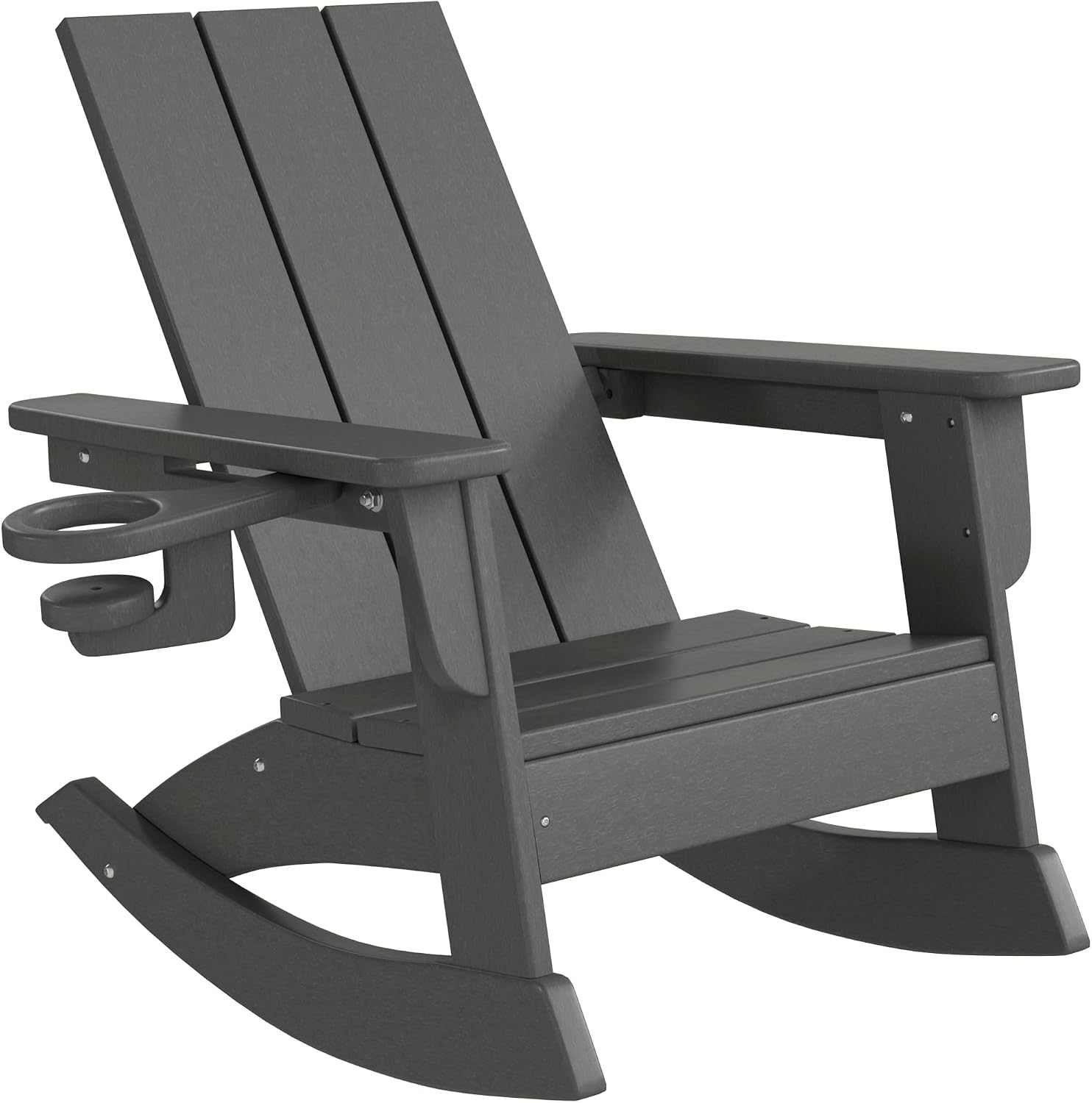 WestinTrends Ashore Outdoor HDPE Plastic Preschool Toddler Modern Adirondack Rocking Chairs (Set of 2), Gray