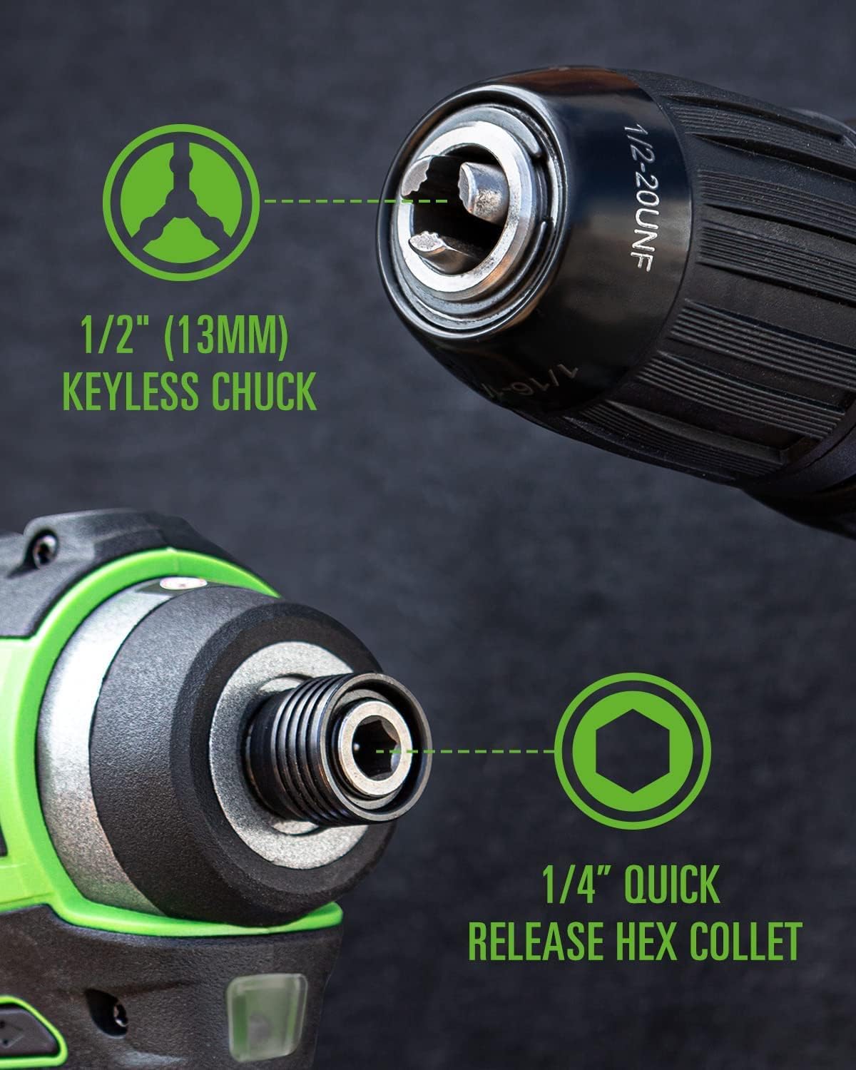 Greenworks 24V Brushless Drill/Driver + Impact Drive Combo Kit, Batteries and Charger Included, with 70-Piece Impact Rated Driving Bit Set