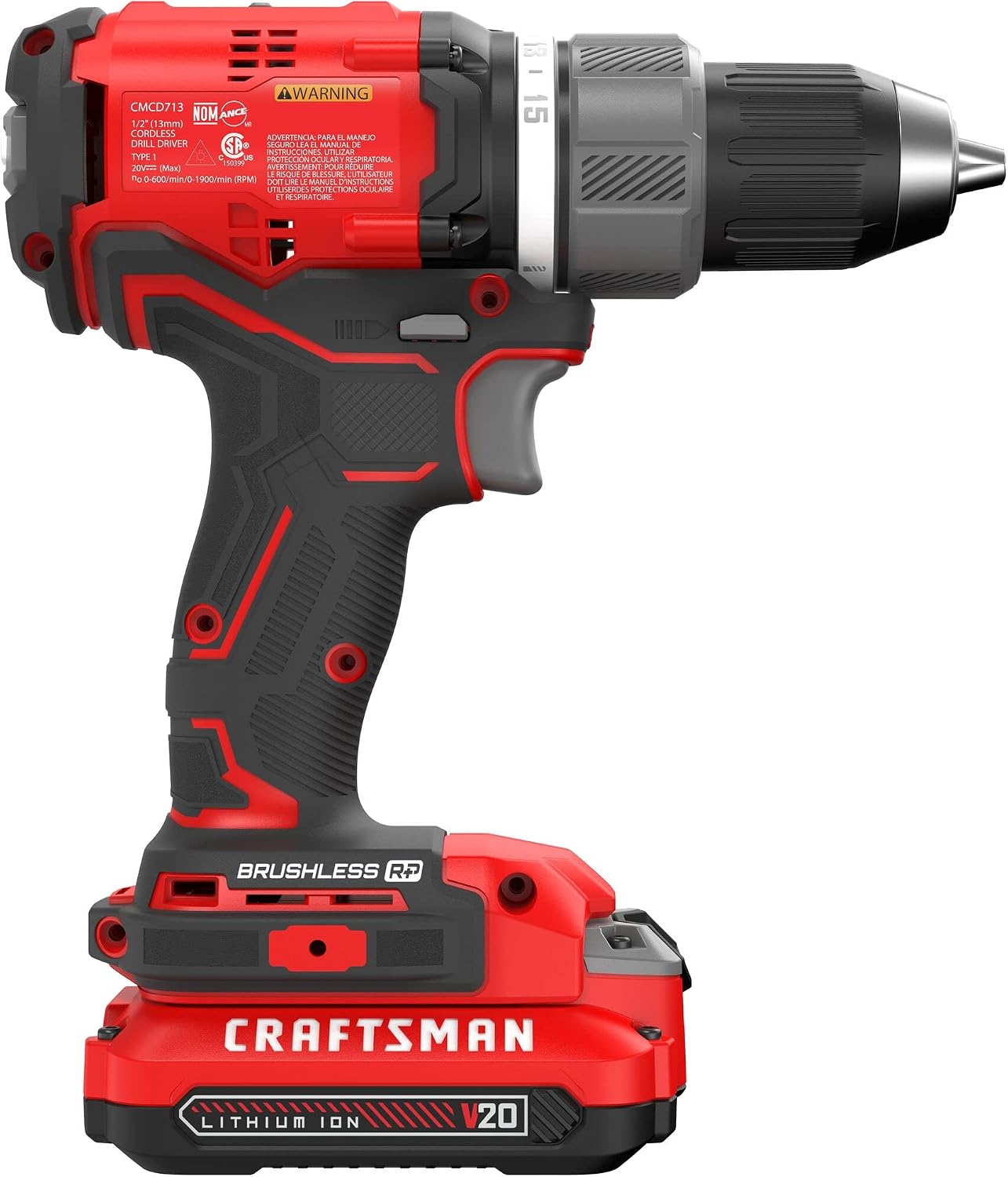 CRAFTSMAN RP+ Cordless Drill/Driver Kit, with 2 Batteries and Charger, Brushless (CMCD713C2)