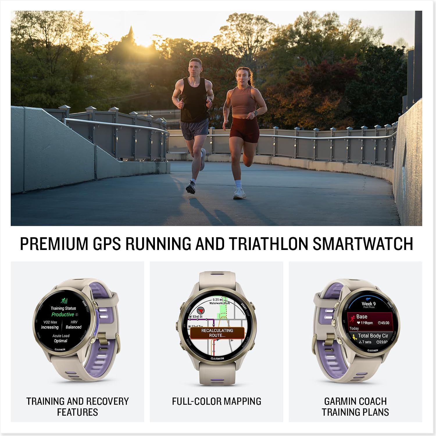 Garmin Forerunner 970 GPS Running Smartwatch, French Gray | Premium Training & Recovery, Sleep Coach, Heart Rate, Download Music, Up to 15 Day Battery | Signature Series Power Bundle