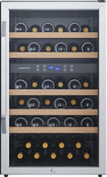 EdgeStar CWF380DZ 20 Inch Wide 38 Bottle Capacity Free Standing Wine Cooler with Dual Zones, LED Lighting and Reversible Door - Stainless Steel