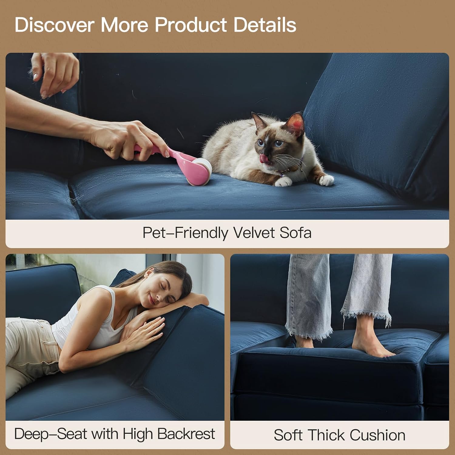 Belffin Modular Sectional Sofa with Storage Chaises Sectional Sleeper Sofa Couch 8 Seat Sectional Bed Blue