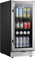 VEVOR Beverage Refrigerator Cooler, 88 Can Beverage Fridge, Mini Fridge with Glass Door, Adjustable Shelves, Digital Temperature Control, Built-in or Freestanding Soda Beer Fridge for Home Office Bar