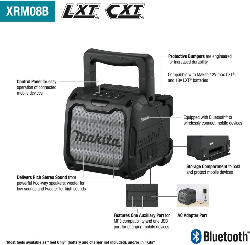 Makita CX203SYBXRM 18V LXT® Lithium-Ion Sub-Compact Brushless Cordless 2-Pc. Combo Kit with Job Site Speaker (1.5Ah)