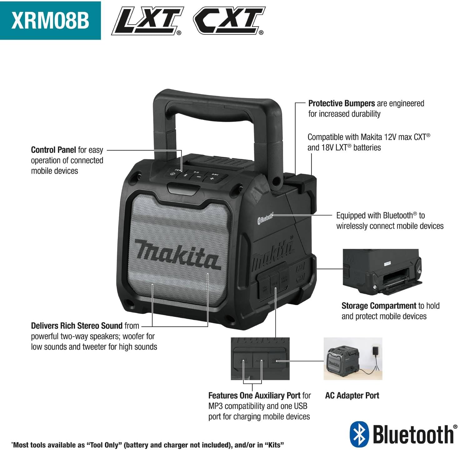 Makita CX203SYBXRM 18V LXT® Lithium-Ion Sub-Compact Brushless Cordless 2-Pc. Combo Kit with Job Site Speaker (1.5Ah)