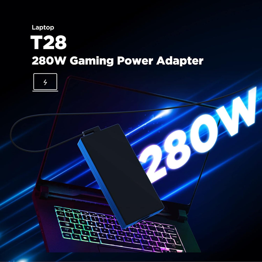 Innergie T28 280W Universal Laptop Charger, AC Adapter Compatible with Dell, ASUS, HP, Lenovo, MSI, Acer, Power Supply for Gaming Laptop, 100-240V AC Input, 19.5V 14.36A DC Output Power Supply