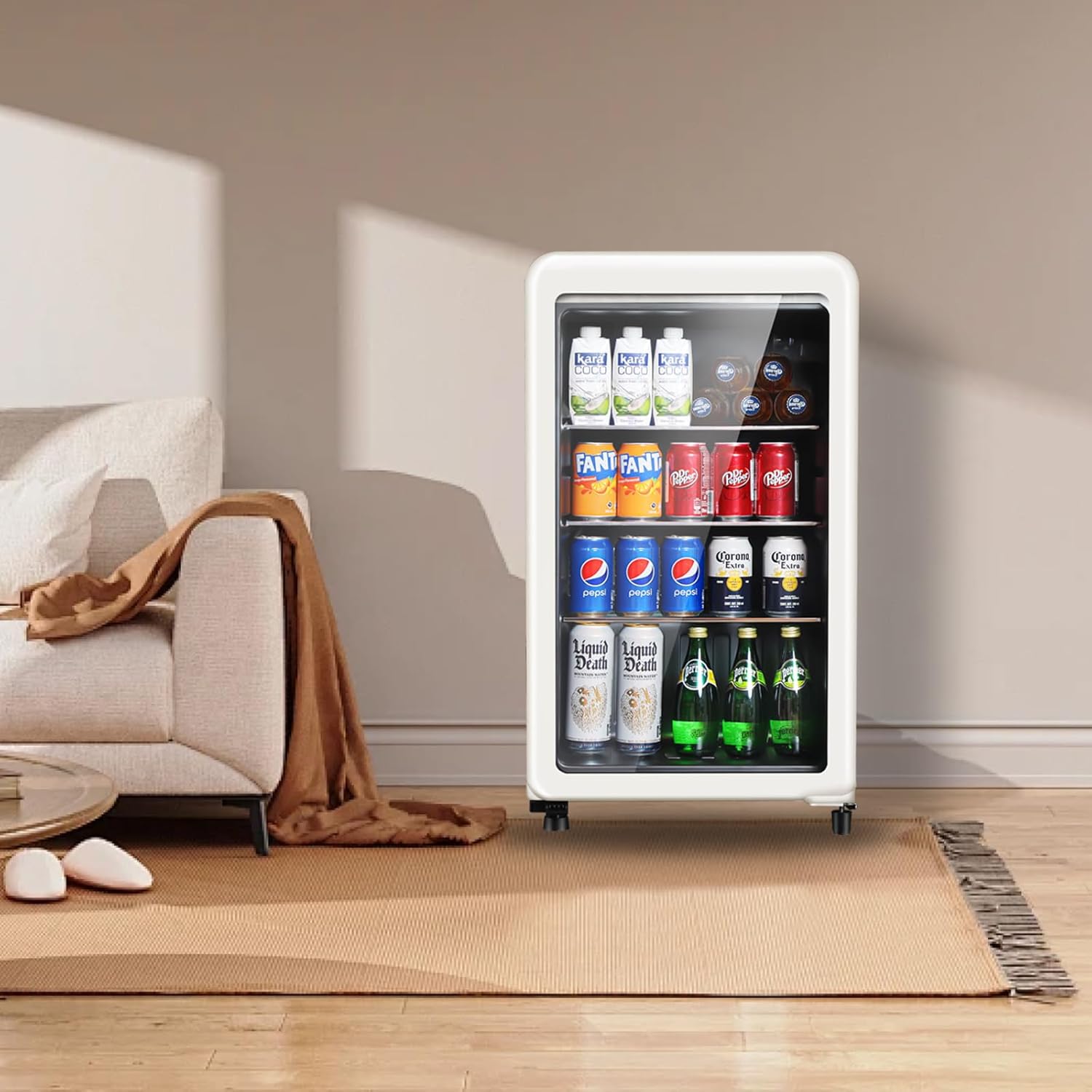 HAILANG Retro Beverage Refrigerator Cooler, 3.2 Cu.ft Mini Fridge with Glass Door for Soda Beer Wine, Beverage Cooler Prefect for Home, Bar