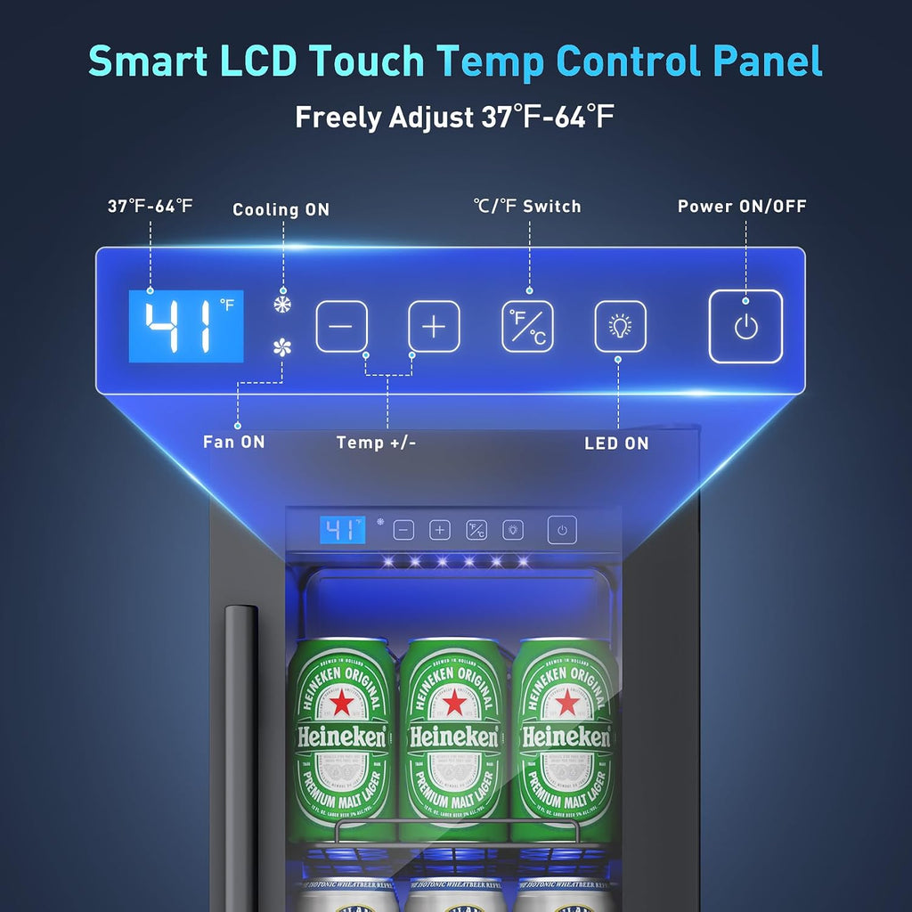 60 Can Beverage Refrigerator Cooler for Cubicle under Desk/Counter Office Camping, 2 Cu.Ft Drink Fridge Beverage Cooler with Glass Door for Water Juices Cola Bottles