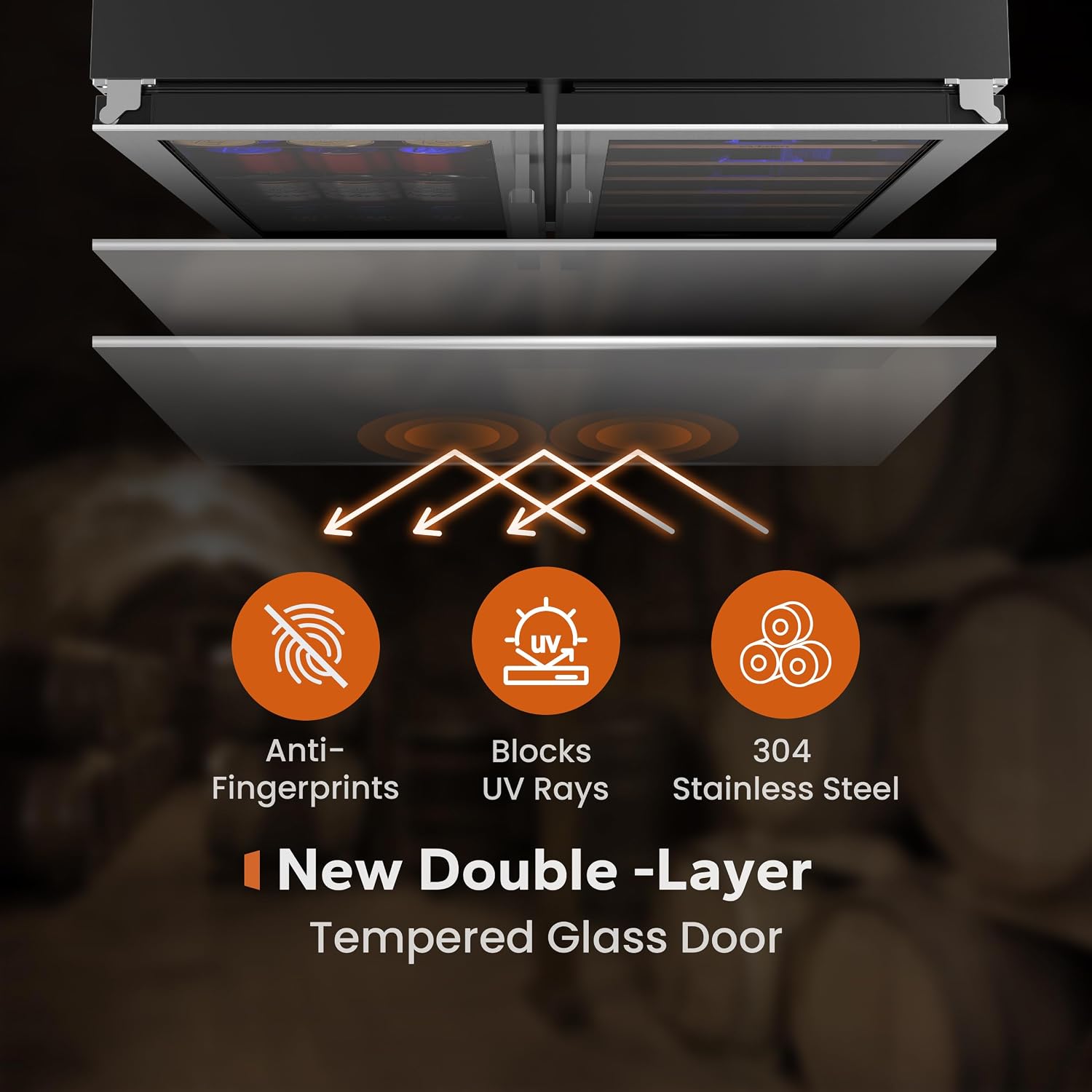 Ca'Lefort 24in Wine Fridge & Beverage Refrigerator with 3 Color LED Lights, Independent Dual Temp Zone Mini Fridge, Built-in/Freestanding Cooler for Wine/Beer Lovers, for Home, Kitchen, Office, Bar