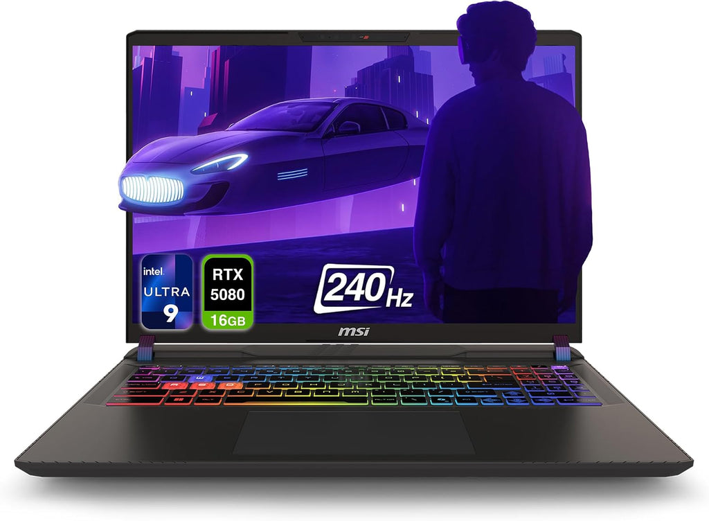 MSI Vector 16 HX AI Gaming Laptop, Intel Ultra 9-275HX, 32 GB DDR5 RAM, 1 TB PCIe SSD, 16' WQXGA (2560x1600) 240Hz Display, Nvidia G-Force RTX 5080, 24 Zone RGB Keyboard, W11 Home, Cosmo Gray