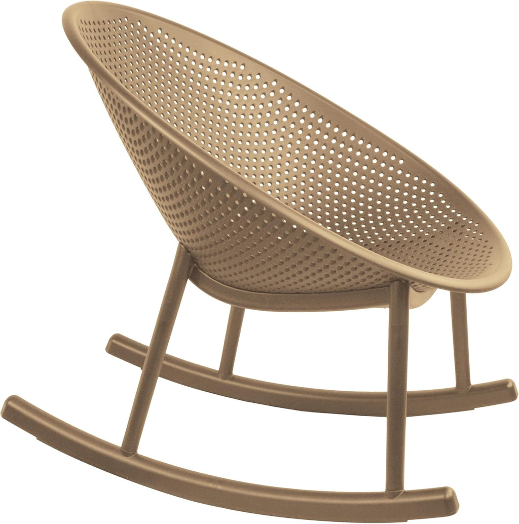 2xhome Patio Rocking Chair | Oval Egg Shaped Lounge Rocker | All Weather Plastic | Modern Accent Side Chair for Indoor or Outdoor Use, Beige, Single, Set of 1