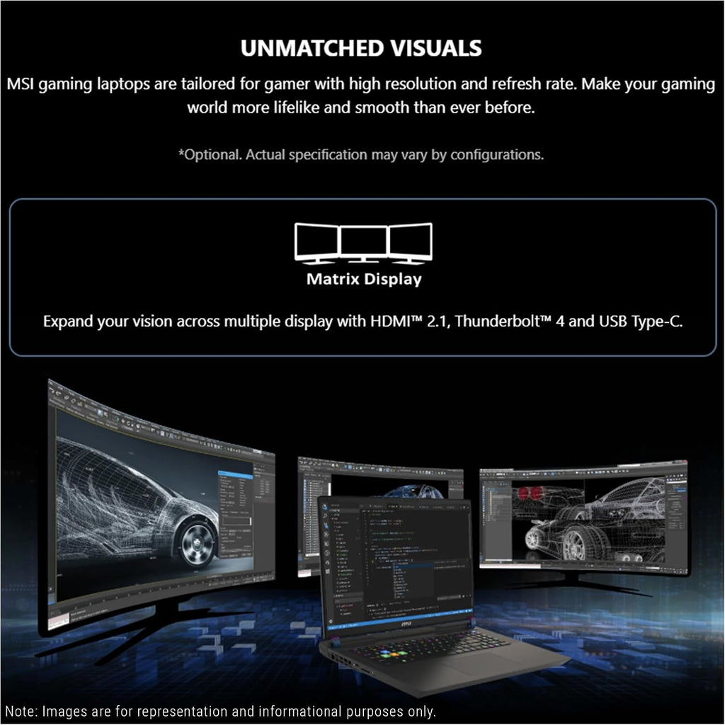 msi Vector 17 HX Gaming Laptop, Intel i9-14900HX, 32 GB DDR5 RAM, 1 TB PCIe SSD, 17' QHD+ (2560x1600) 240Hz Display, Nvidia G-Force RTX 4080, Backlit Keyboard, W11 Home, Cosmo Gray
