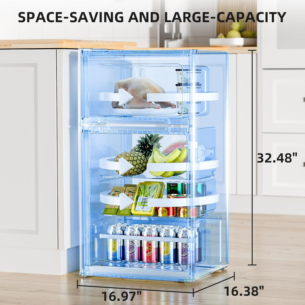Antarctic Star Mini Fridge with Freezer, Double Door Compact Refrigerator, Adjustable Thermostat, Small Fridge for Bedroom Office Dorm Apartment, 2.45 Cu.Ft Silver