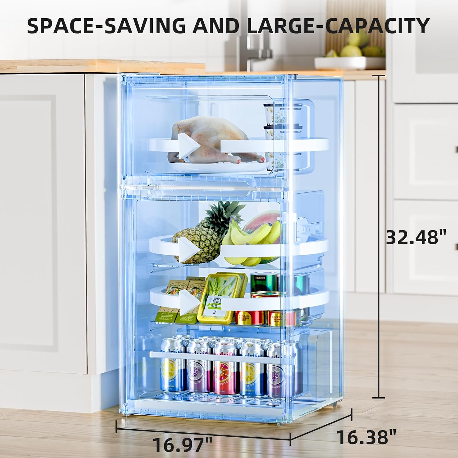 Antarctic Star Mini Fridge with Freezer, Double Door Compact Refrigerator, Adjustable Thermostat, Small Fridge for Bedroom Office Dorm Apartment, 2.45 Cu.Ft Silver