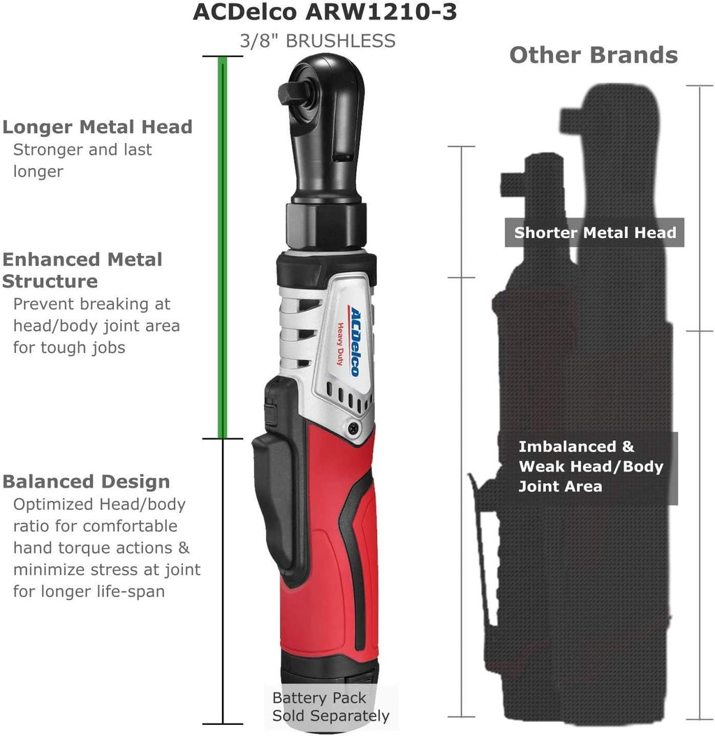 ACDelco G12 Series 2-Tool Combo Kit- 1/4' & 3/8' Brushless Ratchet Wrench, ARW12103-K8