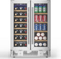 TABU Wine and Beverage Refrigerator, 24 Inch Dual Zone Wine Cooler with Glass Door&Lock, Built-in or Freestanding Beverage Fridge Hold 21 Bottles and 88 Cans
