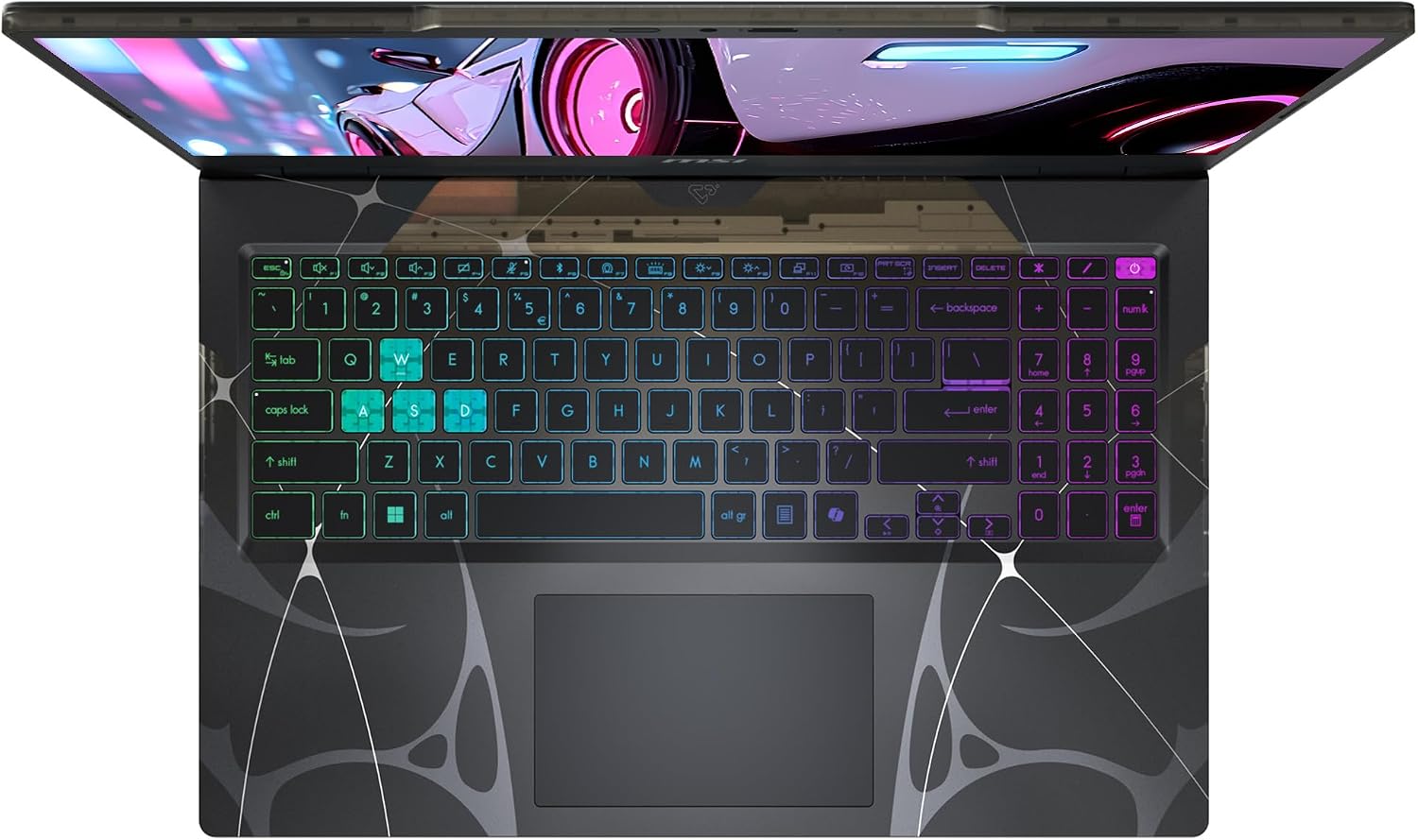 msi Cyborg 15 Gaming Laptop, Intel 7-240H, 16 GB DDR5 RAM, 512 GB PCIe SSD, 15.6' FHD (1920x1080) 144 Hz IPS Display, Nvidia G-Force RTX 5060, 4-Zone RGB Keyboard, W11 Home, Translucent Black