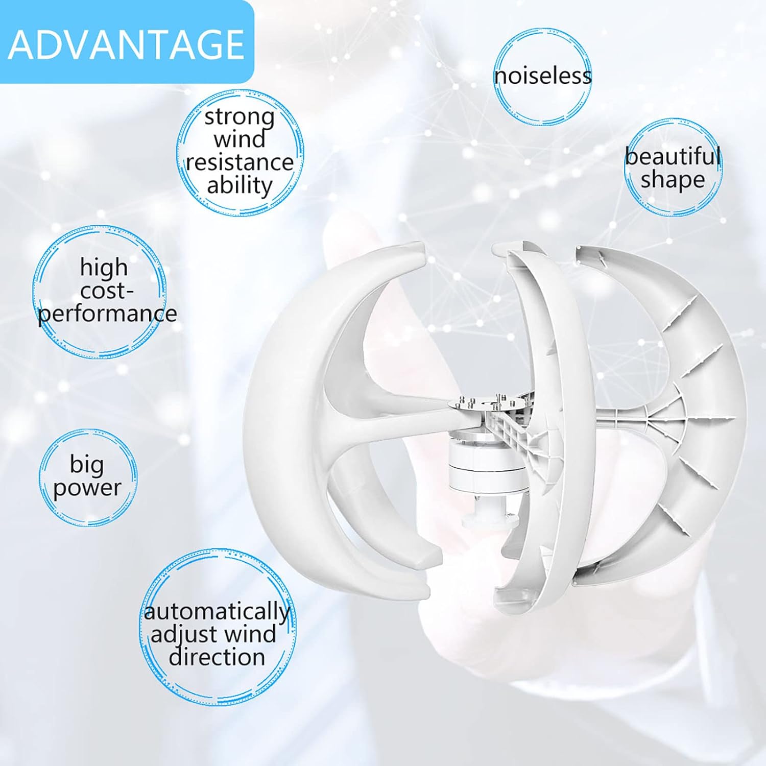 3000W Vertical Wind Turbine Generator Kit, 220V-12V Portable Wind Turbine Generator Kit with 3 Blade/Controller Suitable for Wind/Solar Power Generation Systems,220v