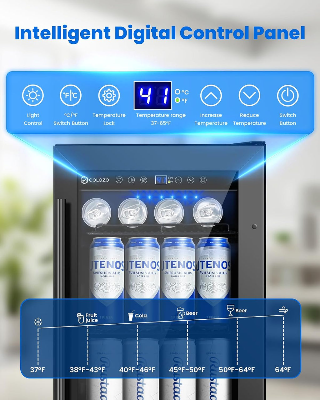 15 Inch Black Beverage Refrigerator Under Counter, 130 Cans Built-in/Freestanding Beverage Cooler, Mini Bar Fridge with Double Tempered Glass Door&Lock, Beverage Fridge for Drink Beer Soda Wine
