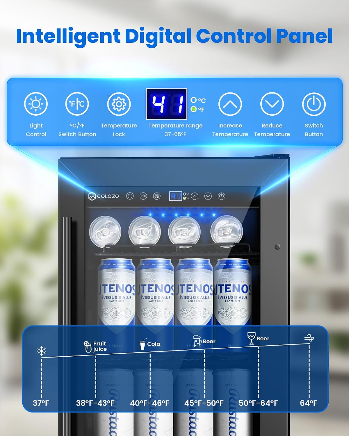 15 Inch Black Beverage Refrigerator Under Counter, 130 Cans Built-in/Freestanding Beverage Cooler, Mini Bar Fridge with Double Tempered Glass Door&Lock, Beverage Fridge for Drink Beer Soda Wine