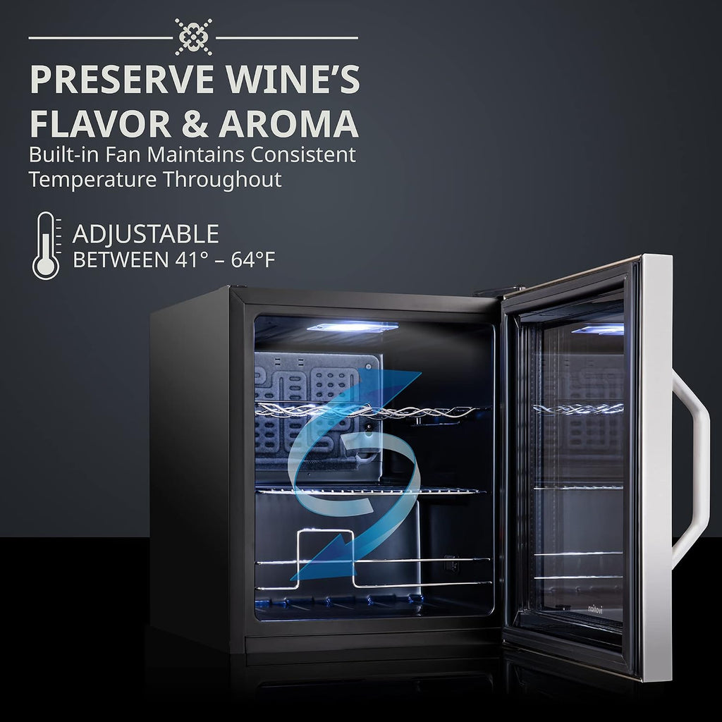Ivation 12 Bottle Compressor Wine Cooler Refrigerator w/Lock | Large Freestanding Wine Cellar For Red, White, Champagne or Sparkling Wine | 41f-64f Digital Temperature Control Fridge Stainless Steel