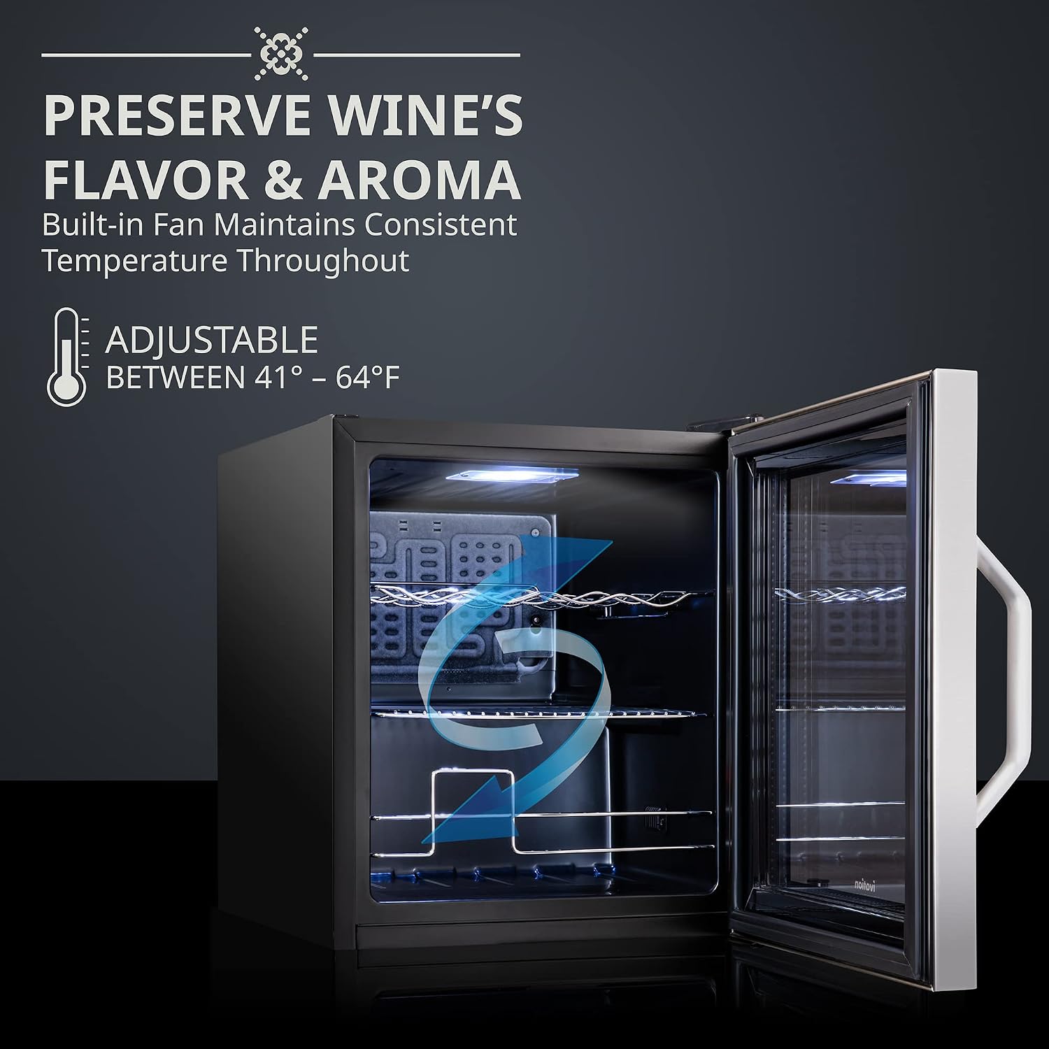 Ivation 12 Bottle Compressor Wine Cooler Refrigerator w/Lock | Large Freestanding Wine Cellar For Red, White, Champagne or Sparkling Wine | 41f-64f Digital Temperature Control Fridge Stainless Steel