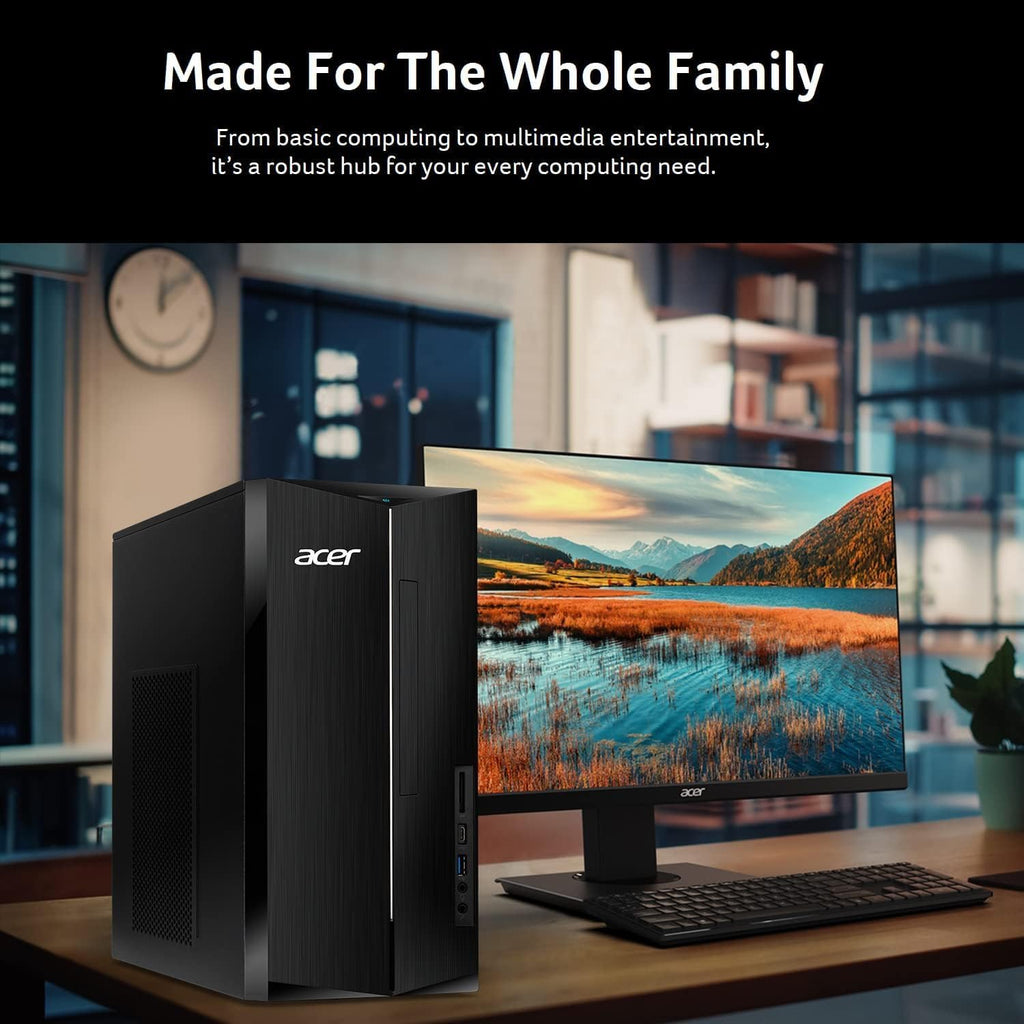 acer Aspire Desktop Computer • 10-core Intel Core i5-14400 Processor • 16GB DDR5 • 1TB SSD • Office 365 for The Web • 2X HDMI • Wi-Fi 6E • SD Card Reader • Wired Keyboard & Mouse • Windows 11